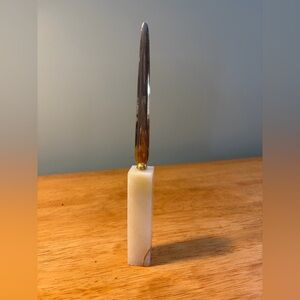 Marble Handle Letter Opener in White with Brass Accent